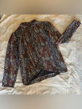 Walter Baker Floral Long Sleeve Blouse - Navy, Rust, Cream